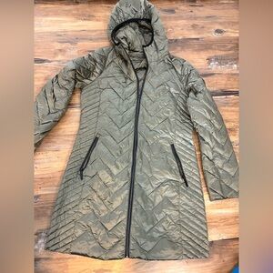 Michael Kors Women's M Bronze Quilted Packable Down Filled Hooded Puffer Coat